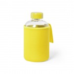 Botella de cristal con funda de soft shell color amarillo primera vista