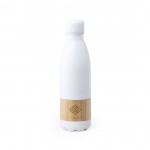 Botella con franja de madera color blanco cuarta vista