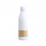 Botella con franja de madera color blanco primera vista