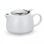 Juego de té tetera con taza de cerámica color blanco segunda vista