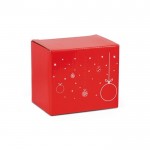 Taza con estampado bolas de Navidad color rojo en caja