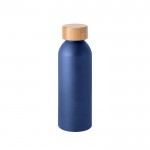 Botella con logo, de aluminio con tapa de bambú y acabado mate 550ml color azul marino