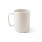 Taza de cerámica con acabado mate y asa grande rectangular 330ml color blanco roto primera vista