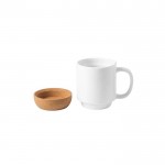 Taza de cerámica para sublimación con base de corcho extraíble 410ml color blanco tercera vista