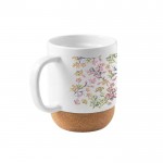Taza de cerámica para sublimación con base de corcho extraíble 410ml color blanco imagen con logo