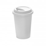 Vaso para llevar personalizado reutilizable de plástico con tapa 450ml color blanco