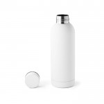 Botella de acero personalizadas con goma color blanco tercera vista