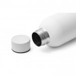 Botella de acero personalizadas con goma color blanco cuarta vista