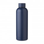 Botella térmica personalizada de acero reciclado acabado mate 500ml color azul marino primera vista