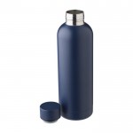 Botella térmica personalizada de acero reciclado acabado mate 500ml color azul marino tercera vista