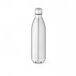 Botella térmica corporativa de acero inoxidable reciclado brillante 1L color plateado