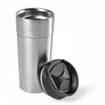 Vaso térmico de acero inoxidable reciclado con tapa deslizante 410ml color plateado tercera vista
