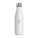 Botella de acero inoxidable corporativas color blanco imagen con logo