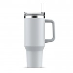 Vasos termo personalizados grandes de acero inoxidable con pajita 1.2L color blanco