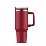 Vasos termo personalizados grandes de acero inoxidable con pajita 1.2L color rojo oscuro