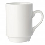 Taza de porcelana blanca apilable con capacidad de 160ml color blanco cuarta vista
