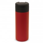 Botella de acero inoxidable personalizada tapa abatible negra 400ml color rojo oscuro
