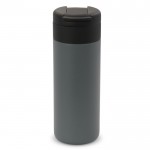 Botella de acero inoxidable personalizada tapa abatible negra 400ml color gris oscuro