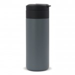 Botella de acero inoxidable personalizada tapa abatible negra 400ml color gris oscuro tercera vista