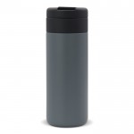 Botella de acero inoxidable personalizada tapa abatible negra 400ml color gris oscuro cuarta vista