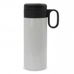 Botella de acero inoxidable con tapa que sirve como taza 400ml color blanco