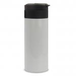 Botella de acero inoxidable con tapa que sirve como taza 400ml color blanco tercera vista
