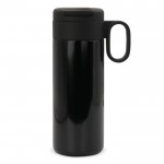 Botella de acero inoxidable con tapa que sirve como taza 400ml color negro