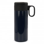 Botella de acero inoxidable con tapa que sirve como taza 400ml color azul oscuro