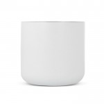 Taza de cerámica de doble pared con asa de apariencia bambú 330ml color blanco tercera vista
