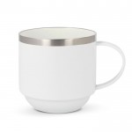Taza de doble pared de cerámica apilable con capacidad de 300ml color blanco