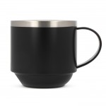 Taza de doble pared de cerámica apilable con capacidad de 300ml color negro segunda vista