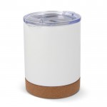 Vaso de acero inoxidable doble pared con base de corcho 350ml color blanco