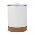 Vaso de acero inoxidable doble pared con base de corcho 350ml color blanco cuarta vista