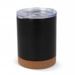 Vaso de acero inoxidable doble pared con base de corcho 350ml color negro