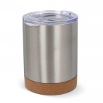 Vaso de acero inoxidable doble pared con base de corcho 350ml color plateado