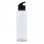 Botella promocional de RPET transparente con asa a color 600ml color negro transparente