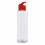 Botella promocional de RPET transparente con asa a color 600ml color rojo transparente