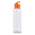 Botella promocional de RPET transparente con asa a color 600ml color naranja transparente