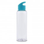 Botella promocional de RPET transparente con asa a color 600ml color turquesa