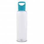 Botella promocional de RPET transparente con asa a color 600ml color turquesa segunda vista