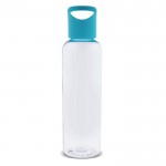 Botella promocional de RPET transparente con asa a color 600ml color turquesa cuarta vista