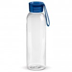 Botella de plástico con tapón y asa de transporte a color 600ml color azul transparente