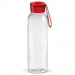 Botella de plástico con tapón y asa de transporte a color 600ml color rojo transparente