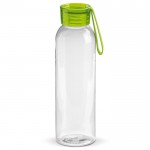 Botella de plástico con tapón y asa de transporte a color 600ml color verde lima transparente