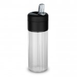 Botella de plástico con tapa negra y pajita incluida 500ml color transparente
