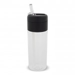 Botella de plástico con tapa negra y pajita incluida 500ml color transparente tercera vista
