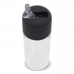 Botella de plástico con tapa negra y pajita incluida 500ml color transparente cuarta vista