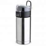 Vaso termo hermético con tapa con botón de seguridad 330ml color plateado