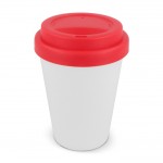 Vaso take away de plástico reciclado con tapa de vivos colores 250ml color rojo