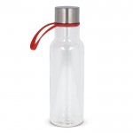 Botella de RPET transparente con asa de transporte de goma 600ml color rojo